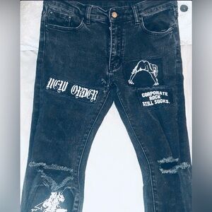 MNML Black Graphic Skinny Jeans